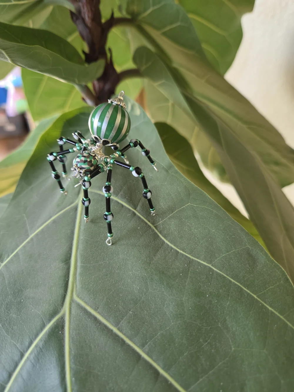Handmade Green Beaded Spider